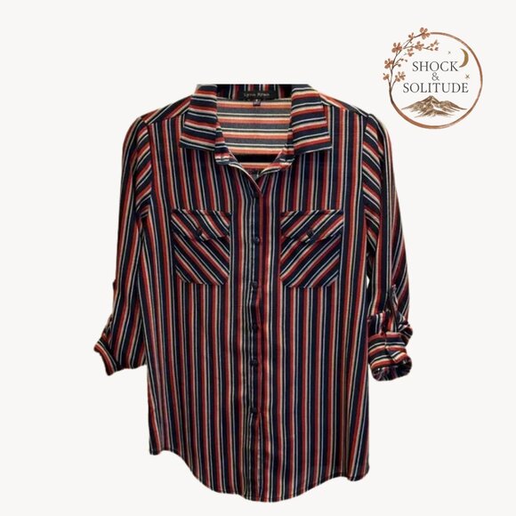 Lynn Ryan Tops - Lynn Ryan Striped Button-Up Blouse